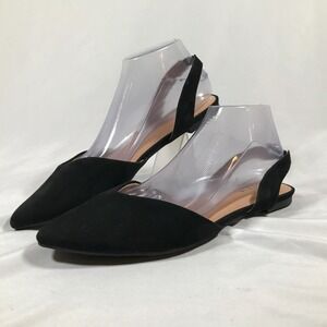 Torrid D'Orsay Black Fabric V-Cut slingback flats Womens US 9.5W EU 40 UK 7.5W